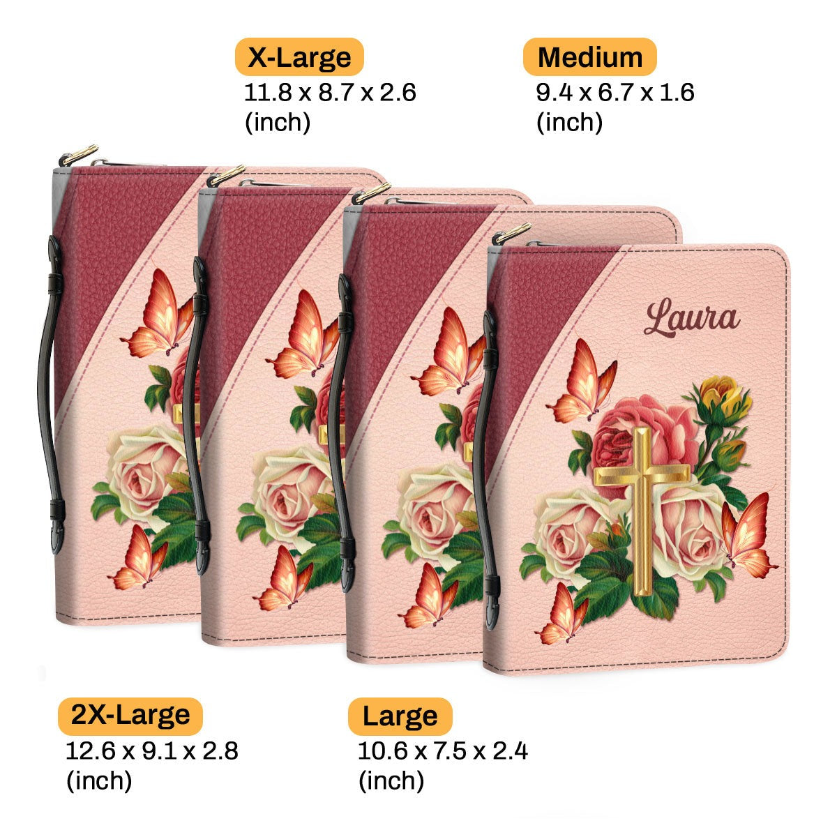Rose Leather Bible Case - Church, Personalized Bible Cover, Christian Gift, Bible Covers Jesus Gifts